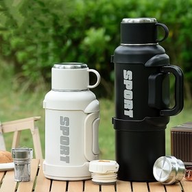 Resim 1 Adet SHOTAY 316 Paslanmaz Çelik Katlanır Kulplu İzole Su Matarası, Sızdırmaz Spor Termosu - Açık Hava, Ofis ve Ev İçin, Parlak Yüzey & Çoklu Renk Seçenekleri, Şık Tasarım, Yüksek Kalite 