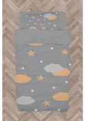 Resim Mekta Home Bebek Ve Çocuk Odası Sarı Gri Bulutlu Yıldız Desenli Nevresim Takımı 