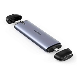 Resim Ugreen 70533 CM298 2in1 USB A - USB C 3.1 Gen2 to M.2 SATA SSD Key B / B + M Harici Disk Kutusu 