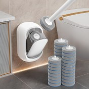 Resim Tek Kullanımlık Tuvalet Fırçası. Evde Kullanım İçin Köşe Olmayan Banyo Temizlik Enerjisi, Duvara Monte Tuvalet Fırçası 6 Başlık 