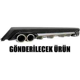 Resim Fiat Egea Hatchback Uyumlu Body Kit Difüzör 4 Çıkış Yuvarlak Gri Model 3 