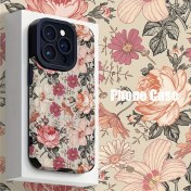 Resim Elegant Pink Roses, Daisies, And Floral Patterns Suitable for TPU Cases Compatible with Iphone 16 Pro Max, Iphone 15 Pro Max/14/16 Plus/15/13 Pro/12/11/7/8 Plus/X/Xr/Xs Max. Business-Style Anti-Drop Vertical Stripe TPU + Synthetic Leather Protective Case with High Aesthetic 