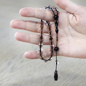 Resim Sistemli Küre Kesim Sürmeli İmame Kombinli Şeffaf Ateş Kehribar Tesbih 