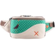 Resim Krem Rengi Karga Desenli Kanvas Unisex Göğüs ve Bel Çantası 