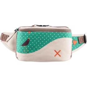 Resim Krem Rengi Karga Desenli Kanvas Unisex Göğüs ve Bel Çantası 