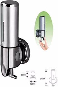 Resim REYKA HİJYEN 500 ml Hazneli Tekli T Çekmeli Paslanmaz Sıvı Sabun-şampuan-duş Jeli Dispanseri Aparatı 