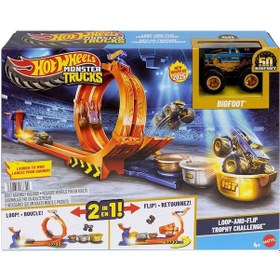 Resim Jbx64 Hot Wheels Monster Trucks Döngü Ve Takla Bigfoot Oyun Parkuru Çok Renkli 