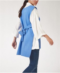 Resim AQE FASHION Kadın V Yaka Kolsuz Bağlama Panço Bebe Mavi 