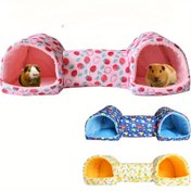 Resim Rahat Hamster Sığınağı - Tüm Mevsimler için Polyester Yuva, Çift Tüneller, Canlı Meyve ve Çiçek Desenleri, Küçük Yabani Tavşan, Şeker Gliderleri ve Daha Fazlası İçin Mükemmel, Küçük Evcil Hayvan Habitatı | Canlı Desen Yuva | Dayanıklı Polyester 