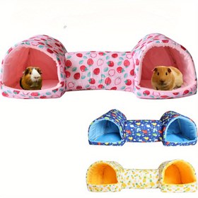 Resim Rahat Hamster Sığınağı - Tüm Mevsimler için Polyester Yuva, Çift Tüneller, Canlı Meyve ve Çiçek Desenleri, Küçük Yabani Tavşan, Şeker Gliderleri ve Daha Fazlası İçin Mükemmel, Küçük Evcil Hayvan Habitatı | Canlı Desen Yuva | Dayanıklı Polyester 