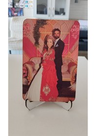 Resim Ahşap Süblimasyon Fotoğraf Baskılı Ayaklı Masa Süsü 15X10Cm 