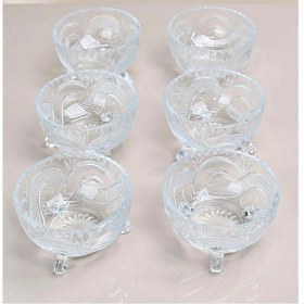 Resim Rayan 6'lı Kristal Lüx Ayaklı Cam Çerezlik Şekerlik Sunumluk Kase 