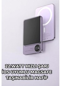 Resim Apple Uyumlu iOS 22.5w Hızlı Şarj Magsafe Powerbank Dijital Göstergeli 10.000 Mah 