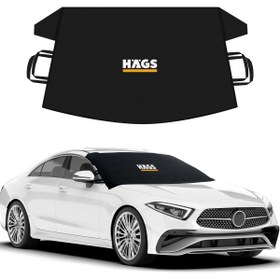 Resim HAEGS Buz ve Kar Önleyici Araç Ön Cam Örtüsü Brandası / Oto Ön Cam Koruyucu (175x106cm) STD Siyah 