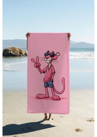 Resim Dijital Baskı Plaj Deniz Havlusu Pembe Panter Desenli Peştamal Hvl0138 Renkli 