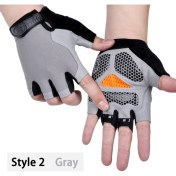 Resim Liangduo Shop Stil2-Gri Stil L Boyutu Bisiklet Eldiveni Erkek Kadın Yarım Parmak Eldiven Nefes Spor Eldiven Anti-Kayma Anti-Ter Anti-Şok Bisiklet Bisiklet Eldiven (Yurt Dışından) 
