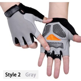 Resim Liangduo Shop Stil2-Gri Stil L Boyutu Bisiklet Eldiveni Erkek Kadın Yarım Parmak Eldiven Nefes Spor Eldiven Anti-Kayma Anti-Ter Anti-Şok Bisiklet Bisiklet Eldiven (Yurt Dışından) 