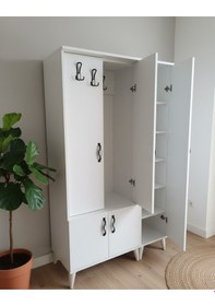 Resim Zerkaconcept Belin 3 Kapaklı Portmanto Vestiyer Ayakkabılık Dolap Byz - M4 Beyaz 