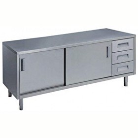 Resim Electrolux Professional Dolaplı Çalışma Tezgahı Sağda 3'lü Çekmeceli 2 Kayar Kapılı 2000 MM MTA2000DXPN 