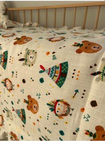 Resim %100 Pamuk Çift Katlı Pileli Yorgan Seti İzci Ayı 