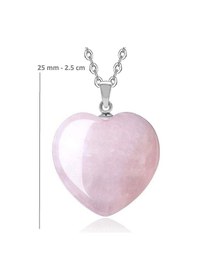 Resim Erilsa Sertifikalı Kalp Model Gerçek Pembe Kuvars Taşı Kolye Çok Renkli 