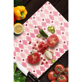 Resim Decovetro Cam Kesme Tahtası ve Sunumluk Pembe Baklava Desenli 40 x 30 cm 