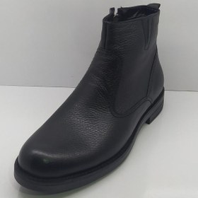 Resim Erol Shoes Yuvarlak Burun Kısa Topuk Deri Görünümlü Soğuk Havaya Dayanıklı Günlük Siyah Klasik Bot Hakiki Deri 