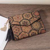 Resim Kadınlar için Tribal Cüzdan - Dar Kesim Kompakt Cüzdan, Çiçek Desenli Kahverengi/Siyah/Turuncu/Kırmızı/Beyaz, Çoklu Kart Yuvaları ve Madeni Para Cebi - Günlük ve Resmi Kullanım - Kadın Cüzdan Düzenleyici, Seyahat Aksesuarı, Şık El Çantası, Dayanıklı Yapı, Küçük Cüzdan, Moda Severler 