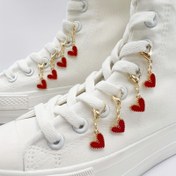 Resim Kırmızı Keçe ve Altın Metal Ayrıntılı 4'ü/8'i Ayakkabı Süsleri - Çabuk Takılıp Çıkarılabilir DIY Spor Ayakkabı Klipsleri için Sneakerlar, Botlar - Sevgililer Günü & Şükran Günü Hediye Dekorasyonları, Sneaker Özelleştirme | Eğlenceli Cazibe Dekoru | Kaliteli İşçilik, Ayakkabı Aksesuarları 