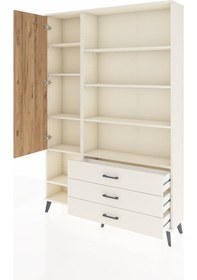 Resim Arges Dolap 9 Raflı 3 Çekmeceli Tek Kapaklı 132x30x195 Aytaş... Aytaşı 