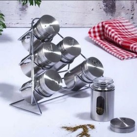 Resim Kosova Baharat Seti 6 lı Metal Piramit Cam-432 