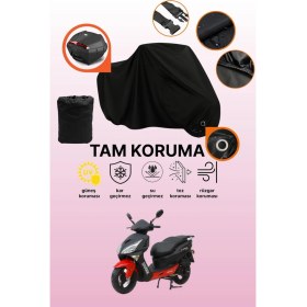 Resim Dokaca Siyah Kilit ve Arka Çanta Uyumlu Asya As 150 T Uyumlu Motosiklet Brandası, Koruyucu Örtü 