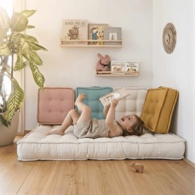 Resim Montessori Reading Nook Cushion | Floor Seating, Daybed & Window Seat Cushion for Kids & Home - 25" x 80" x 4" / Mustard 
