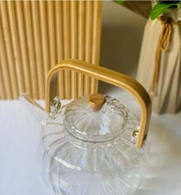 Resim Ahşap Saplı Cam Çizgili Demlik Diğer 