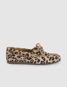 Resim Cabani Lumanar Kadın Nomad Leopar Baskı Süet Driver Loafer Ayakkabı 