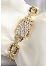 Resim Mey İthalat Pirinç Gold Renk Zirkon Taş Detaylı Kare Zincir Model Xuping Vıp Exculusive Seri Kadın Çok Renkli 