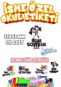 Resim Okul Etiketi Kalem Defter Etiketi İsme Özel Etiket Set15 