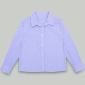 Resim Uzun Kollu Mavi Çizgili Kız Çocuk Poplin Gömlek Mavi 