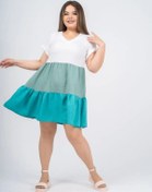 Resim Lady Bs Yazlık Elbise Büyük Bedenler 161297313 Turkuaz 