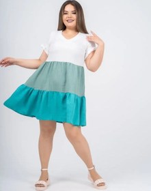 Resim Lady Bs Yazlık Elbise Büyük Bedenler 161297313 Turkuaz 
