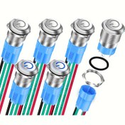 Resim 6 Paket 12mm Metal Push Button Kendinden Kilitlemeli ON OFF Güç Logolu Yüksek Düğme 4 Pin Eşleşen Bağlayıcı 