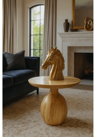 Resim Larin Ahşap Orta Sehpa Naturel Renk Mantar Sehpa Kahverengi 