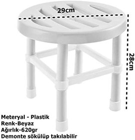 Resim Çelik Ayna Yuvarlak Banyo Taburesi Çok Amaçlı Tabure Beyaz 123 