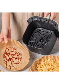 Resim Bucuks 50 Adet 20 Cm Air Fryer Pişirme Kağıdı Tek Kullanımlık Yağ Geçirmez Yuvarlak Tabak Model Pvc 