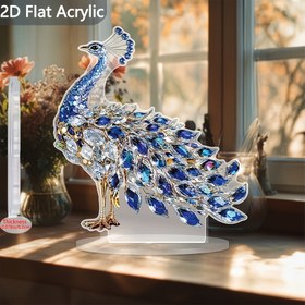 Resim 2D Düz, 2D Düz Akrilik Tavuskuşu Süsü - Bohem Tarzı, Mavi & Altın, Yatak Odası, Oturma Odası, Ofis, Dış Mekanlar, Ev veya Masaüstü Dekoru için İdeal, Dekoratif Tabela & Plaket, 2D Düz 