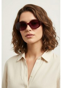Resim Daniel Klein Dk4342-3 Oval Model Velour Vintage Kadın Güneş Gözlüğü Bordo 