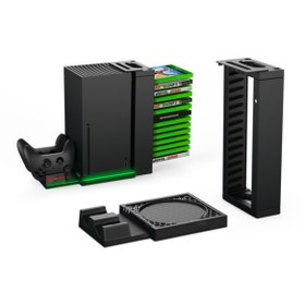 Resim CAFELE Tyx-0667 Xbox Series X Oyun Hazneli Fanlı Led Göstergeli Şarj Stand 