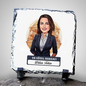 Resim Karikatürlü En Güzel Bankacı Dekoratif Taş 