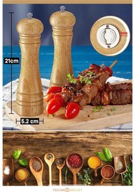 Resim Doğal Ahşap Değirmen Karabiber Tuz Kahve Baharat Öğütücü Manuel E 