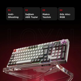 Resim Rampage Loyal Beyaz/gri USB Hot Swap Rgb Red Switch Mekanik Gaming Oyuncu Klavye 